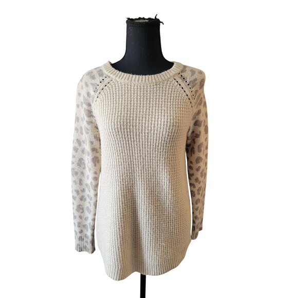 Rebecca Taylor Sweaters - Rebecca Taylor Animal Print Long Sleeve Pattern Waffle Knit Sweater Size S